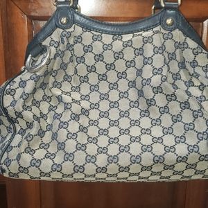 GUCCI medium sukey blue canvas bag..VGUC Authentic